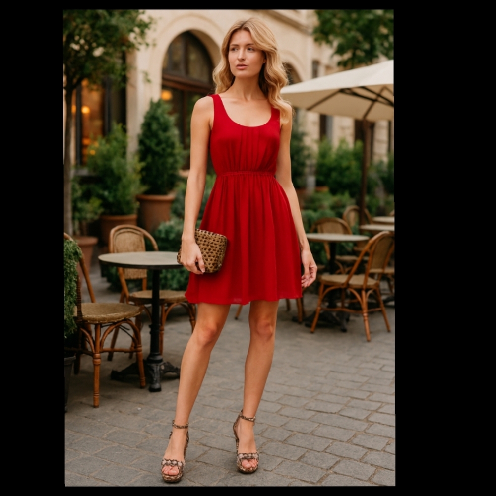 Alice + Olivia 'Cabella' Tie Dye Red Silk Tank Dress Medium●